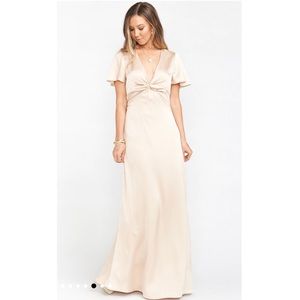 Show me your Mumu Rome Twist Gown in Champagne Lux satin